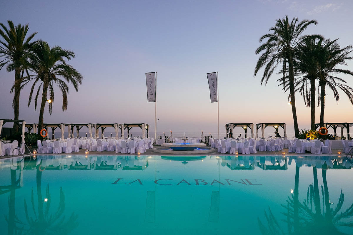 Evening gathering at Los Monteros Spa & Golf Resort, near Marbella, Costa del Sol, Spain. Golf Planet Holidays