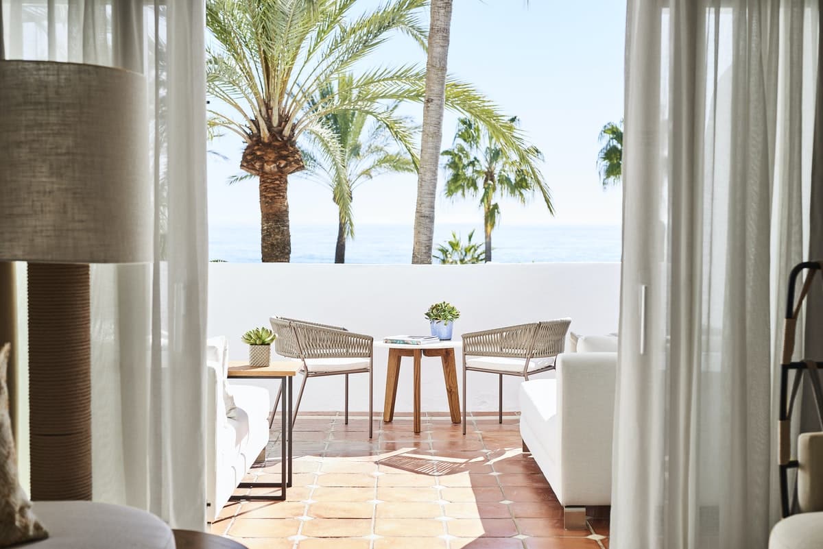 A seaview bedroom at Puento Romano Beach Resort, Marbella, Spain