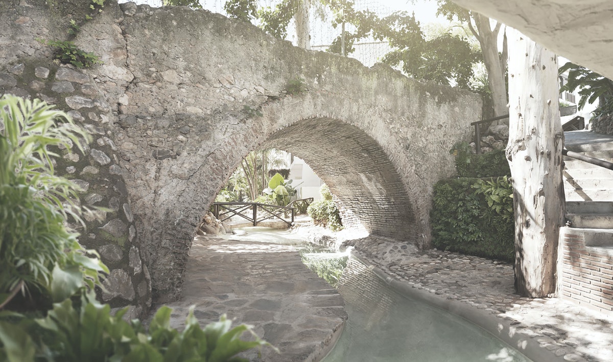 Bridge and streams at Puento Romano Beach Resort, Marbella, Spain