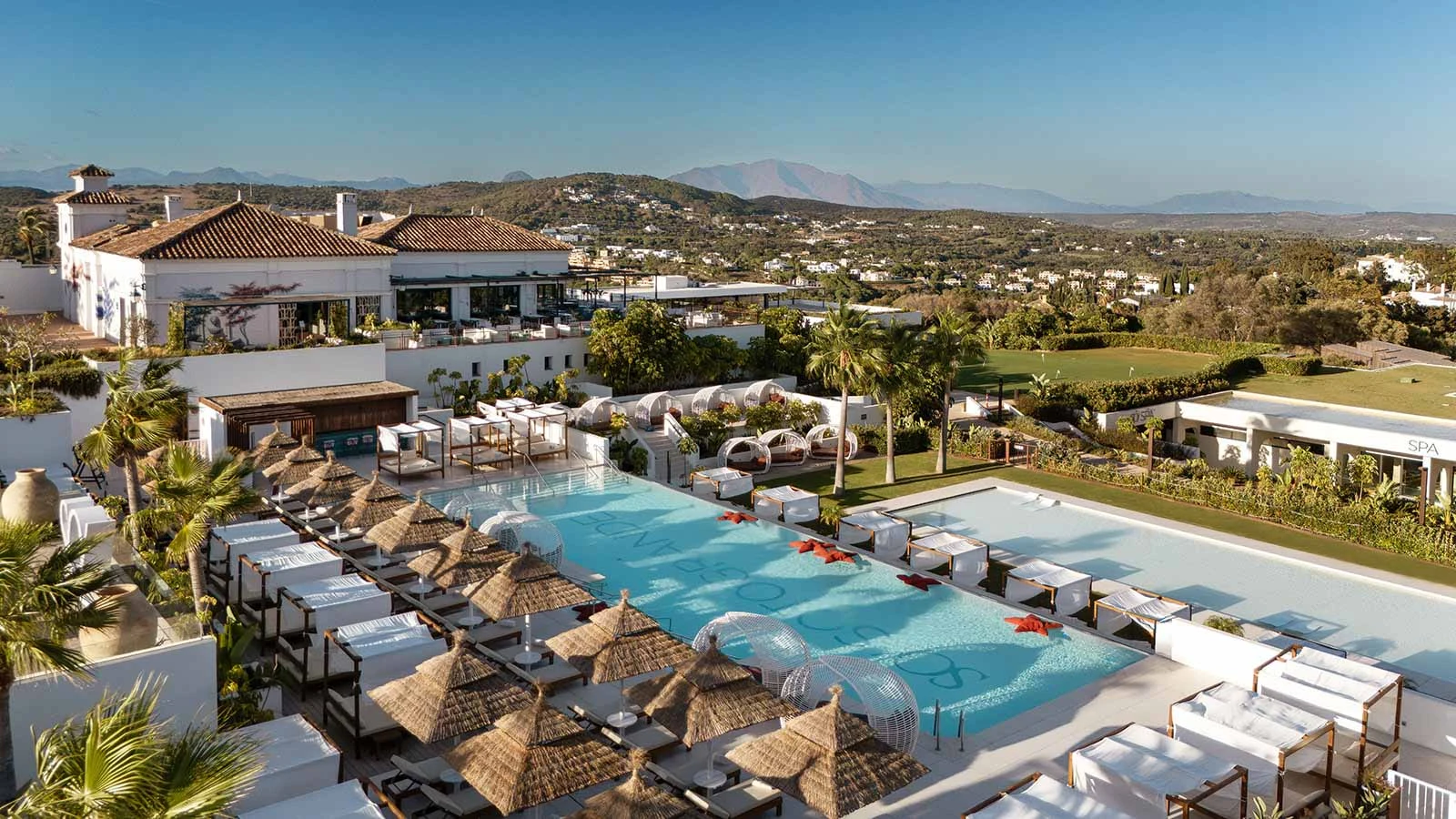 By the pool at So Sotogrande Spa and Golf Hotel, Costa del Sol, Spain. Golf Planet Holidays.