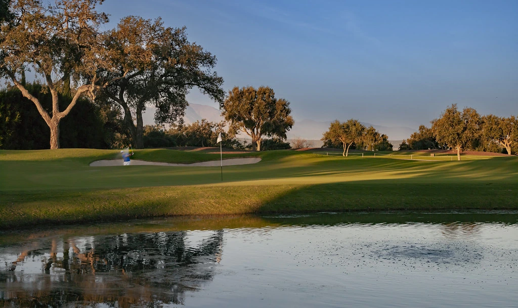 On the green at the San Roque Club, Costa del Sol, Spain. Golf Planet Holidays.