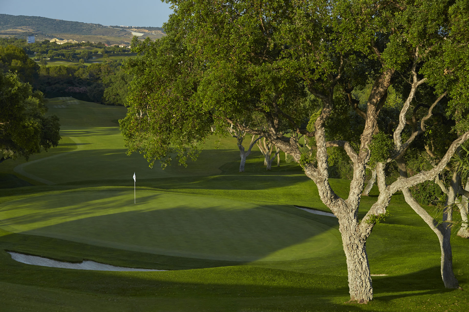 The 14th hole at Valderrama Golf Course, Costa del Sol, Spain. Golf Planet Holidays.