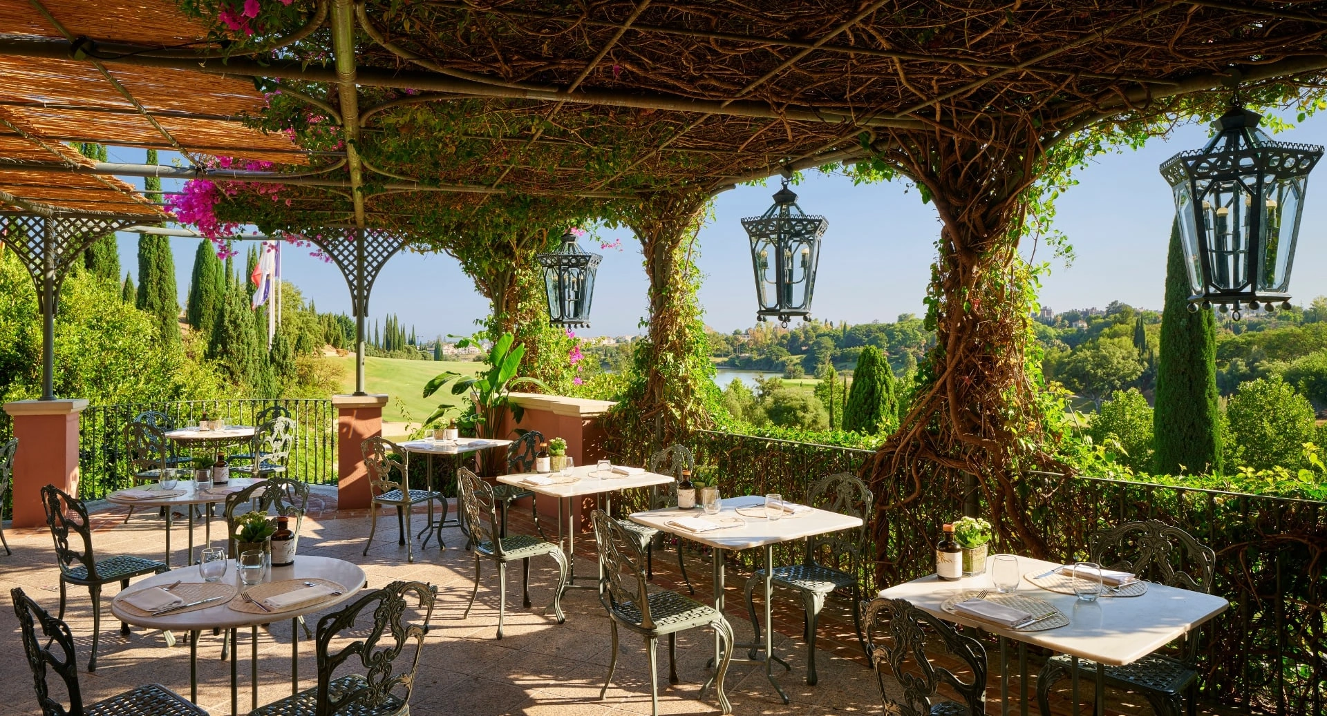 View over the golf at Anantara Villa Padierna Palace Resort, Benahavis, Costa del Sol, Spain. Golf Planet Holidays