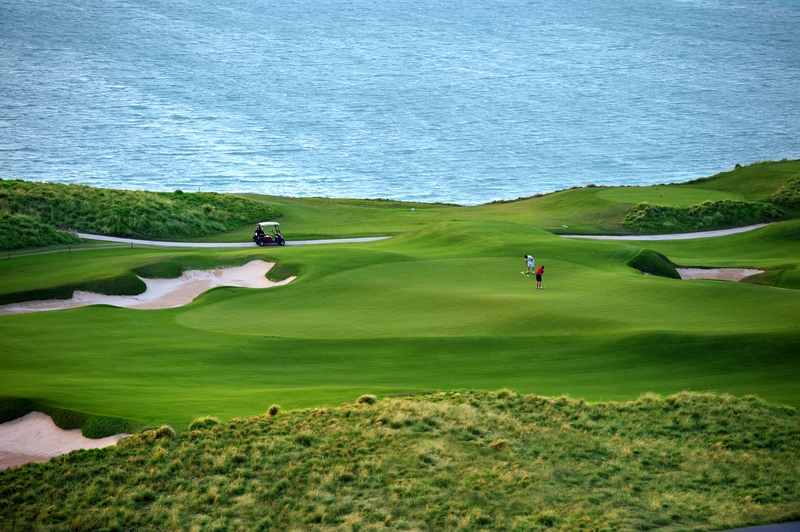 Yas Links golf course, Abu Dhabi looking out to sea