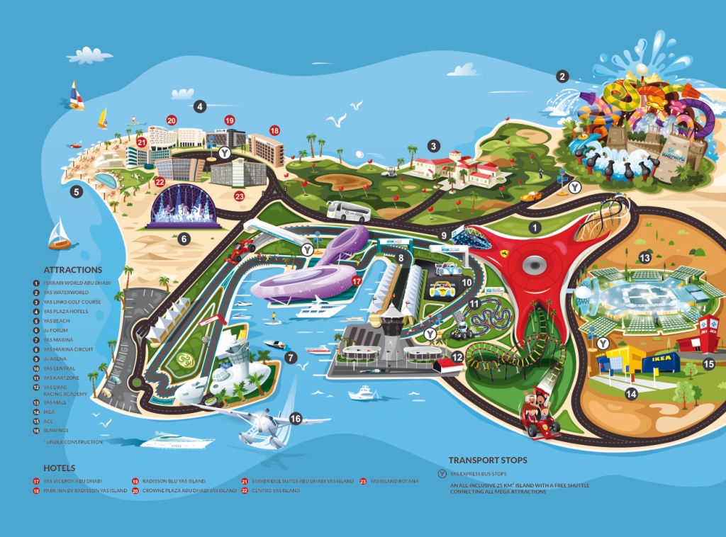 A treasure map of Yas Island, Abu Dhabi
