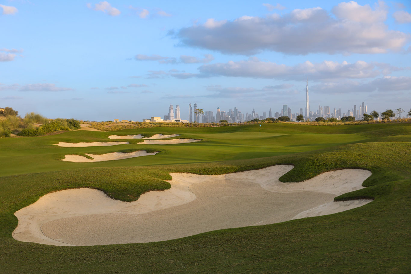 City skyline from Dubai Hills Golf Club