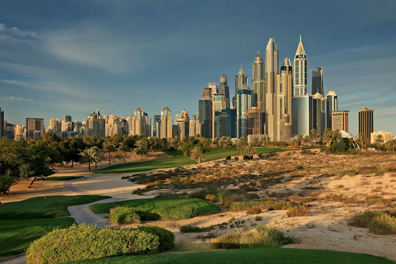 It's difficult to focus on the ball with this stunning backdrop at the Emirates Golf Club