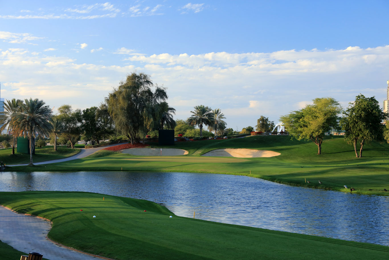 Across the water at Emirates Golf Club, Dubai