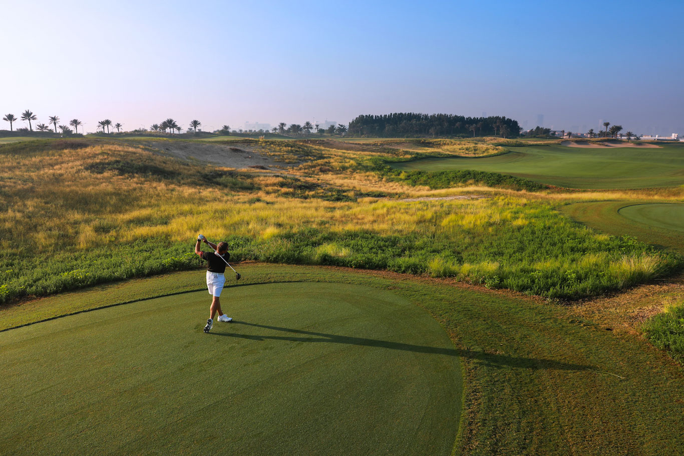 On the tee at Saadiyat Beach Golf Club, Abu Dhabi