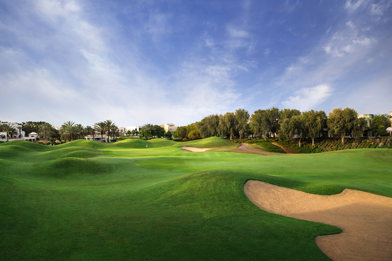 One tricky shot to the green at The Montgomerie Golf Club, Dubai