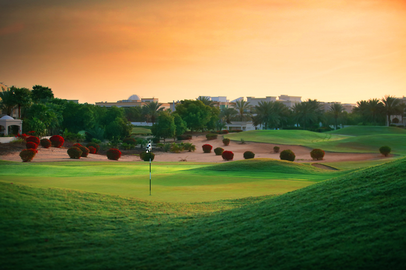 Sunset over The Montgomerie Golf Club, Dubai