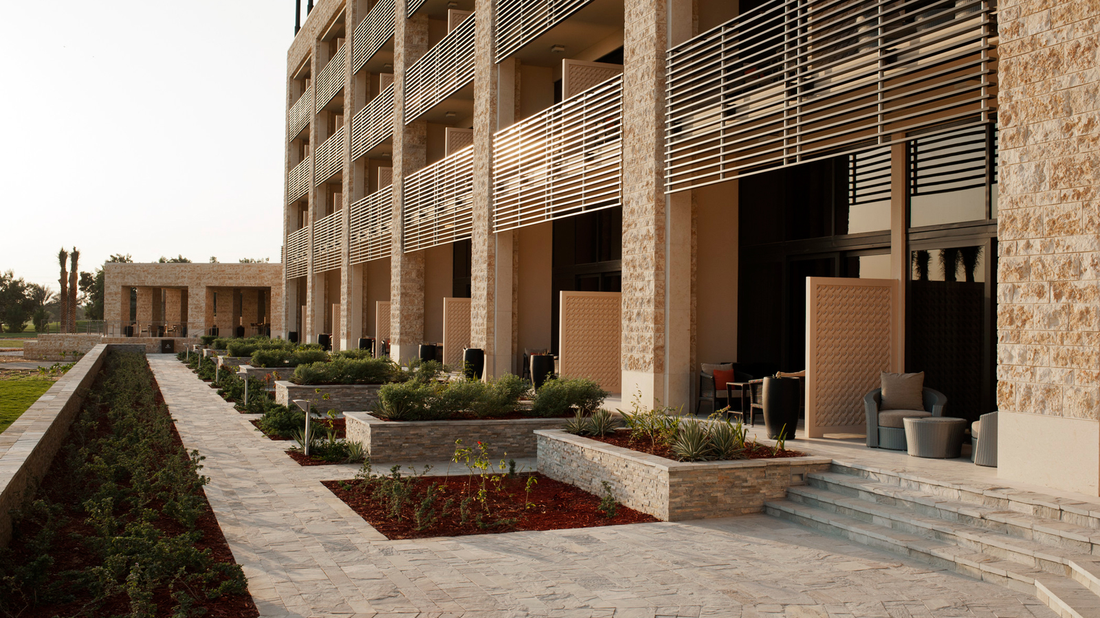 The terraces for the Premium bedrooms at The Westin Resort Golf and Spa, Abu Dhabi