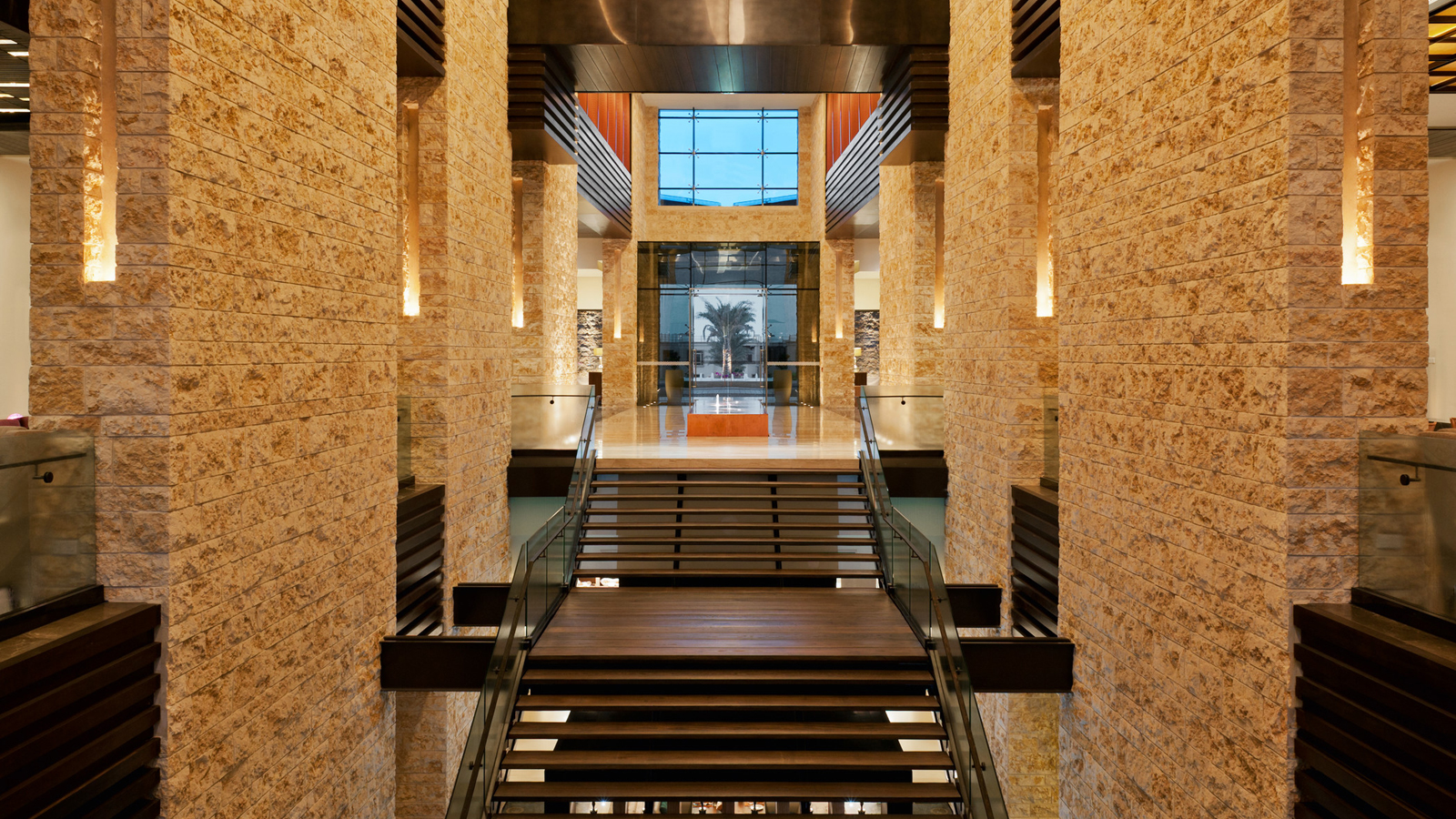 The lobby staircase at The Westin Resort Golf and Spa, Abu Dhabi