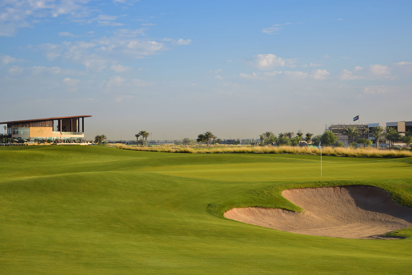 On the green at Trump International Golf Club, Dubai