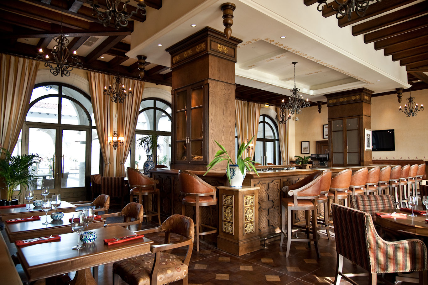 In the bar at Yas Links golf club, Abu Dhabi