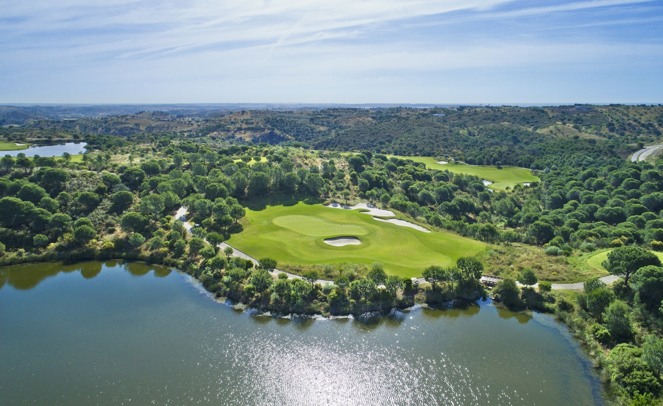 Aerial view of Monte Rei Gol course, near Tavira, Eastern Algarve, Portugal