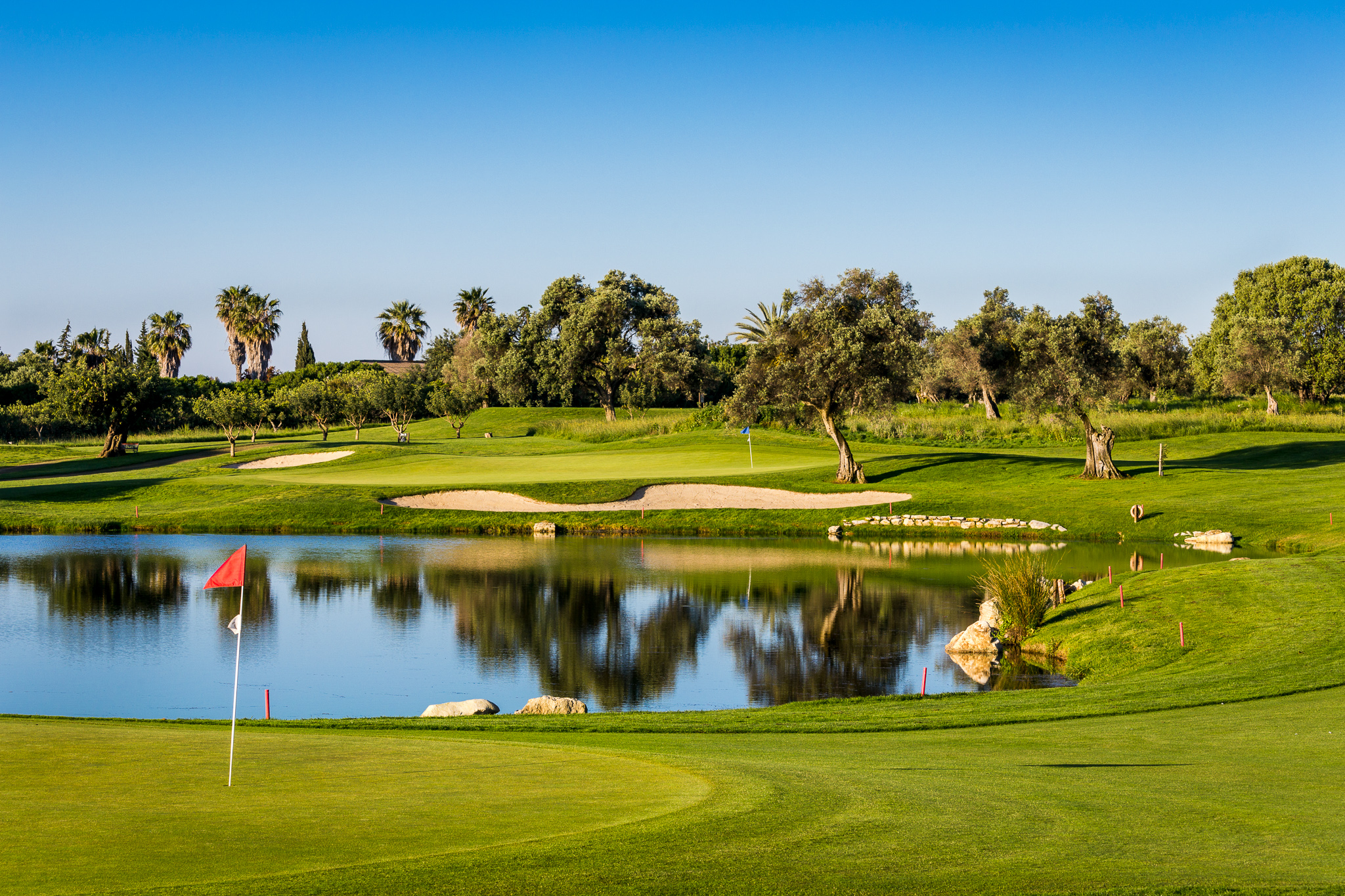 View over the water at Quinta de Cima golf course, Eastern Algarve, Portugal
