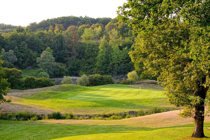 Tricky approach at Bauge Pontigne Golf Club, near Angers, Loire, France