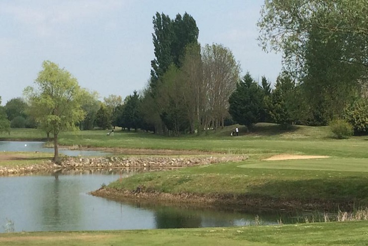 Down the fairway at Beaune Levernois Golf Club, Burgundy, France