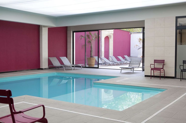 The swimming pool at the Best Western Hotel de la Paix, Reims, Champagne, France