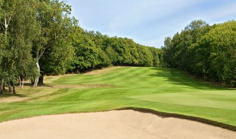 Looking back down the fairway at Champ de Bataille Golf Club, Normandy, France