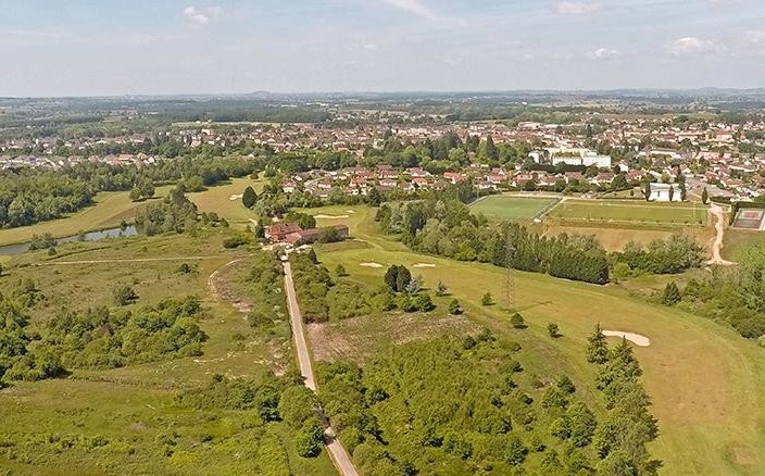Aerial view of Chateau d'Avoise Golf Club, near Beaune, France