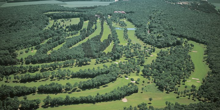 Aerial view of Country Club Norges Dijon Bourgogne Golf Club, France