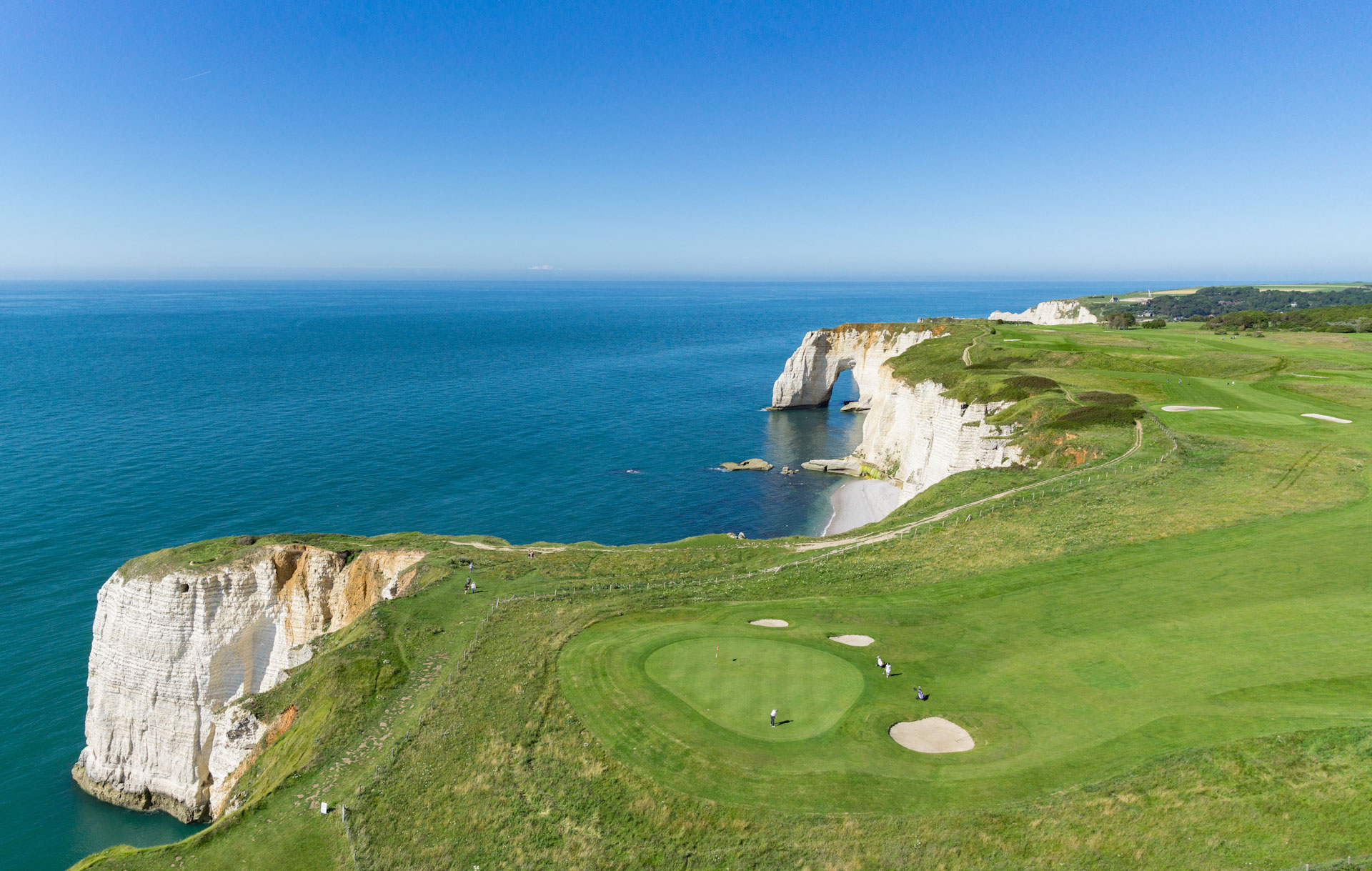 The fourth green at Etretat Golf Club, Normandy, France