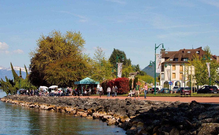 Stroll down to the lake at Evian, near Geneva, France