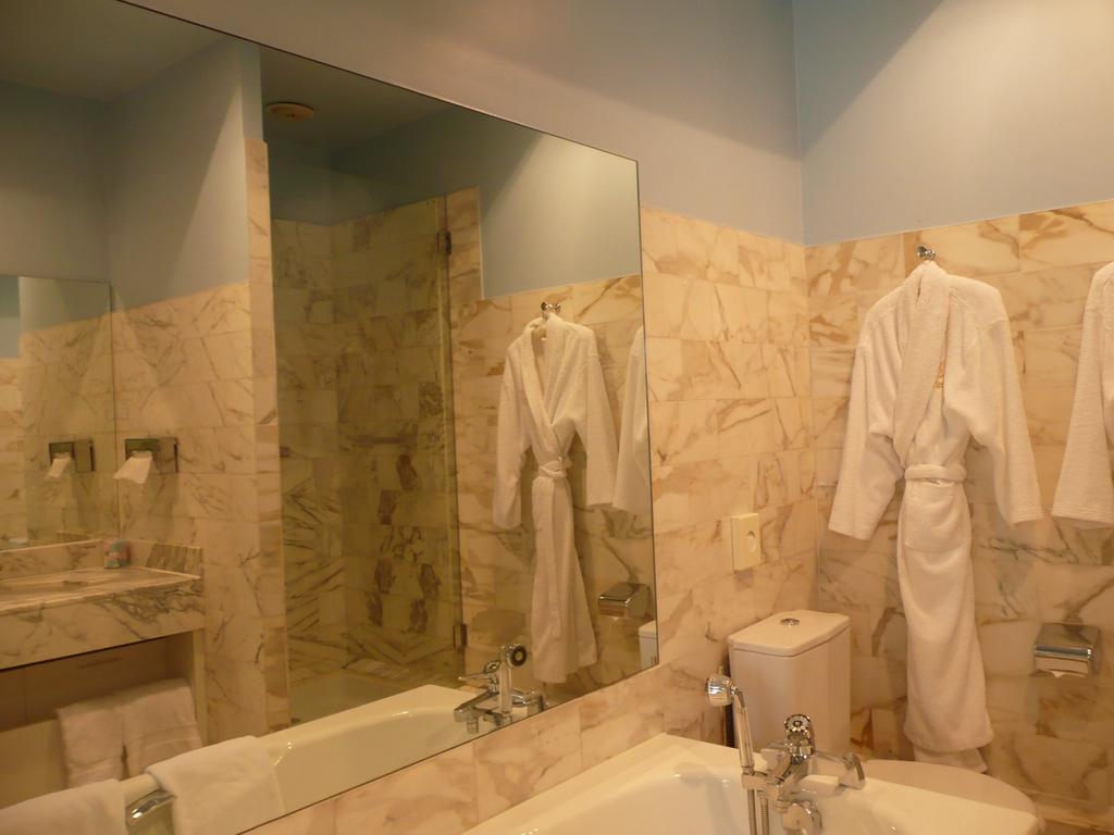 A hotel bathroom at Grand Hotel des Templiers, Reims, Champagne, France