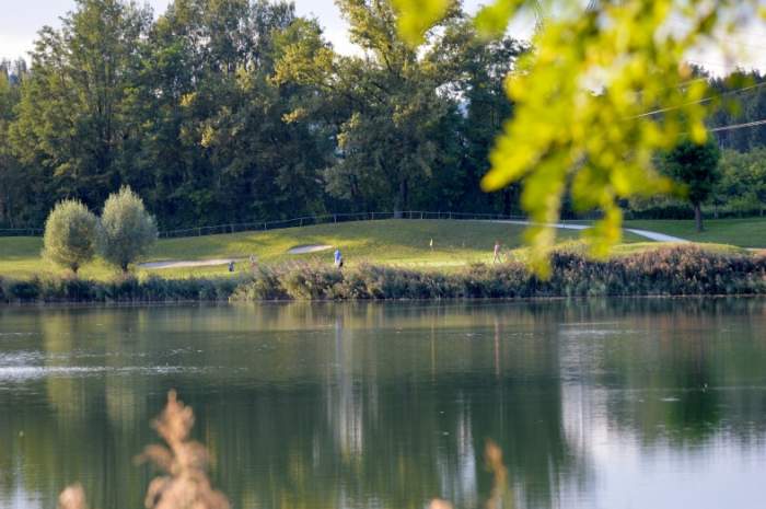Over the water at Grenoble Charmeil Golf Club, France.