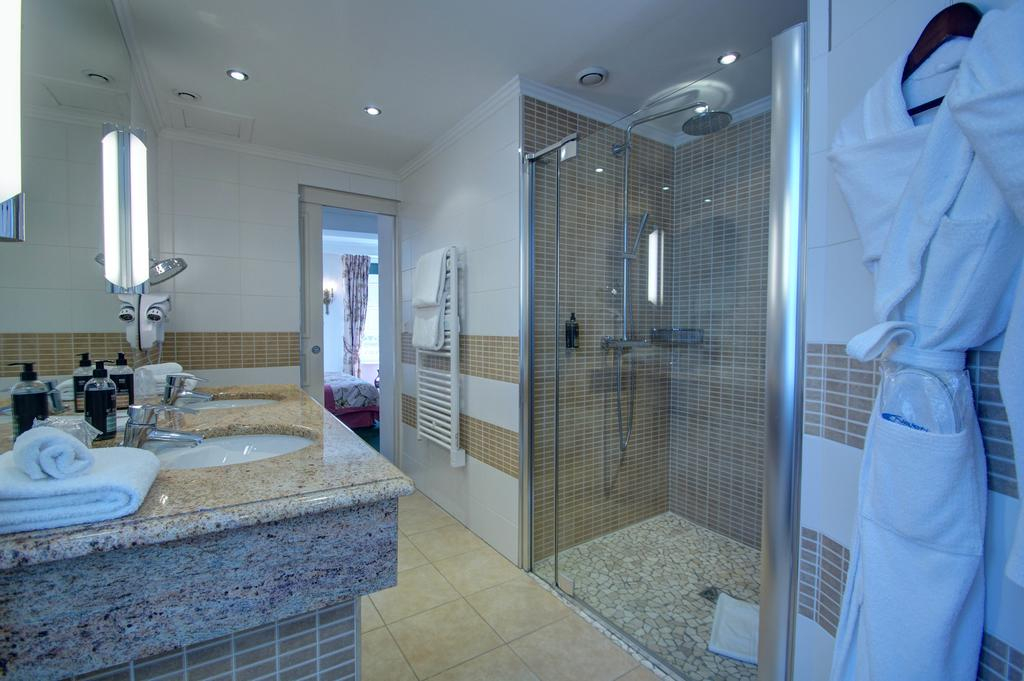 A hotel bathroom at the Hotel de la Poste, Beaune, Burgundy, France