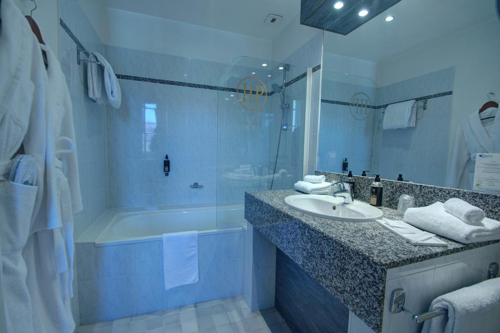 A hotel bathroom at the Hotel de la Poste, Beaune, Burgundy, France