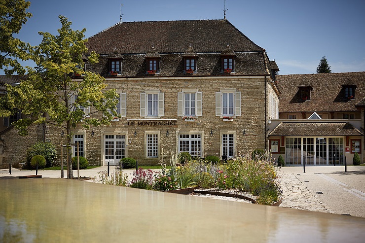 The exterior of Le Montrachet Hotel, near Beaune, Burgundy, France