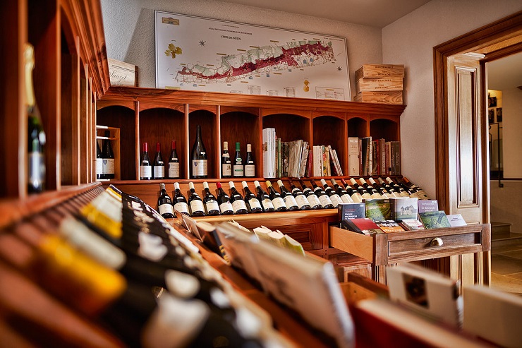 The cellar at Le Montrachet Hotel, near Beaune, Burgundy, France