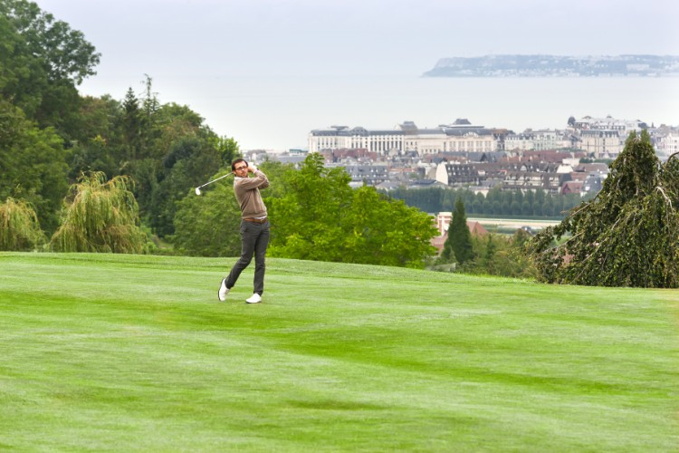 View over the coast from New Golf Deauville Golf Club, Normandy France