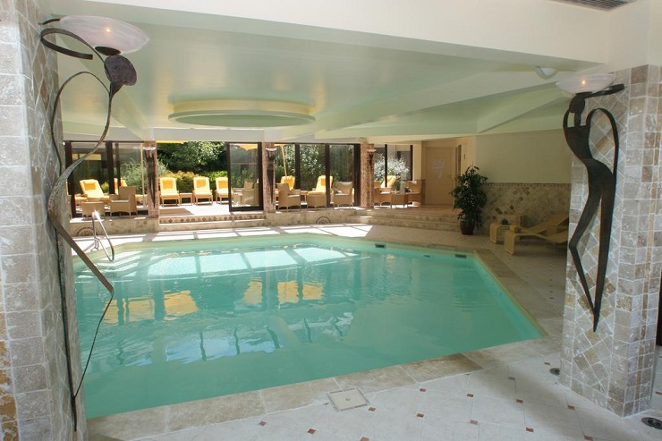 The swimming pool at Relais et Chateaux Hostellerie la Briqueterie, Epernay, Champagne, France