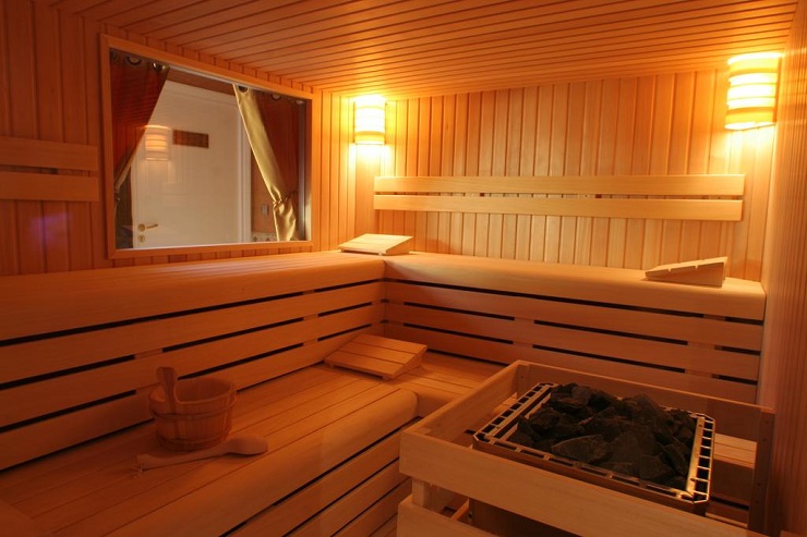 The sauna at Relais et Chateaux Hostellerie la Briqueterie, Epernay, Champagne, France