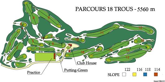 Layout of Rouen Mont St Aignan Golf course, Normandy, France
