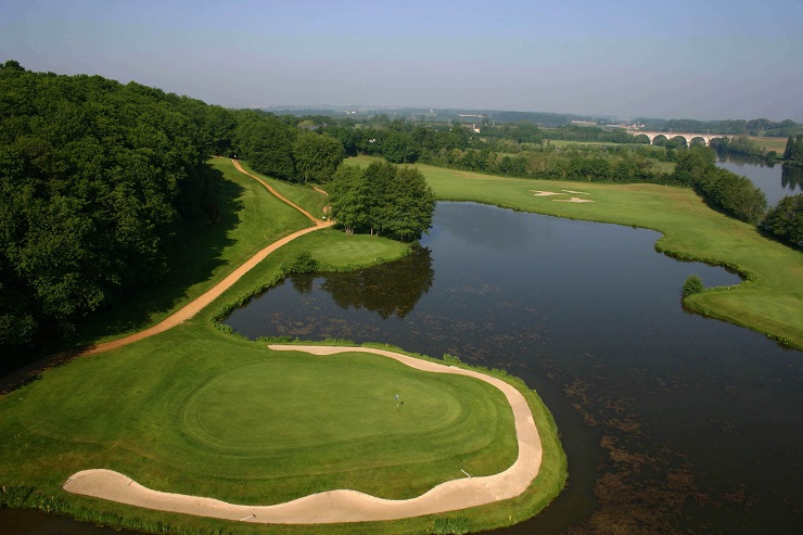 Bird's eye view at Sable Solesmes Golf Club, near Angers, Loire, France