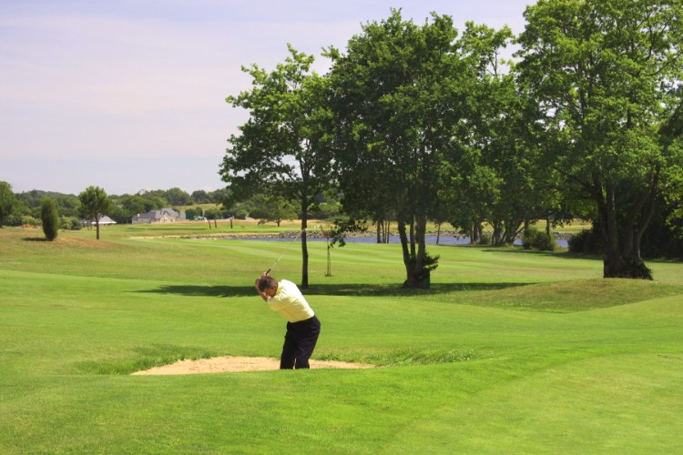 Short wedge onto the green at Saint Julien Golf Club, Normandy, France