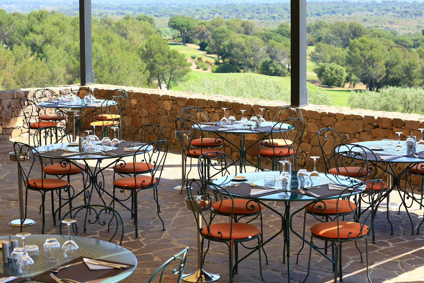 Dine on the terrace at Saint Endreol Golf and Spa Resort, South of France Golf Planet Holidays