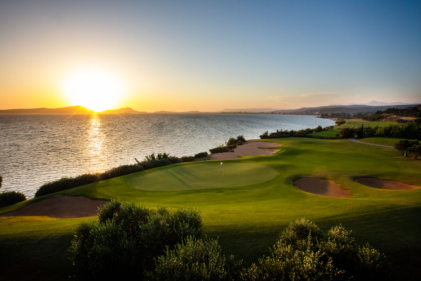 The seventh hole on the Bay Course, Costa Navarino, Greece