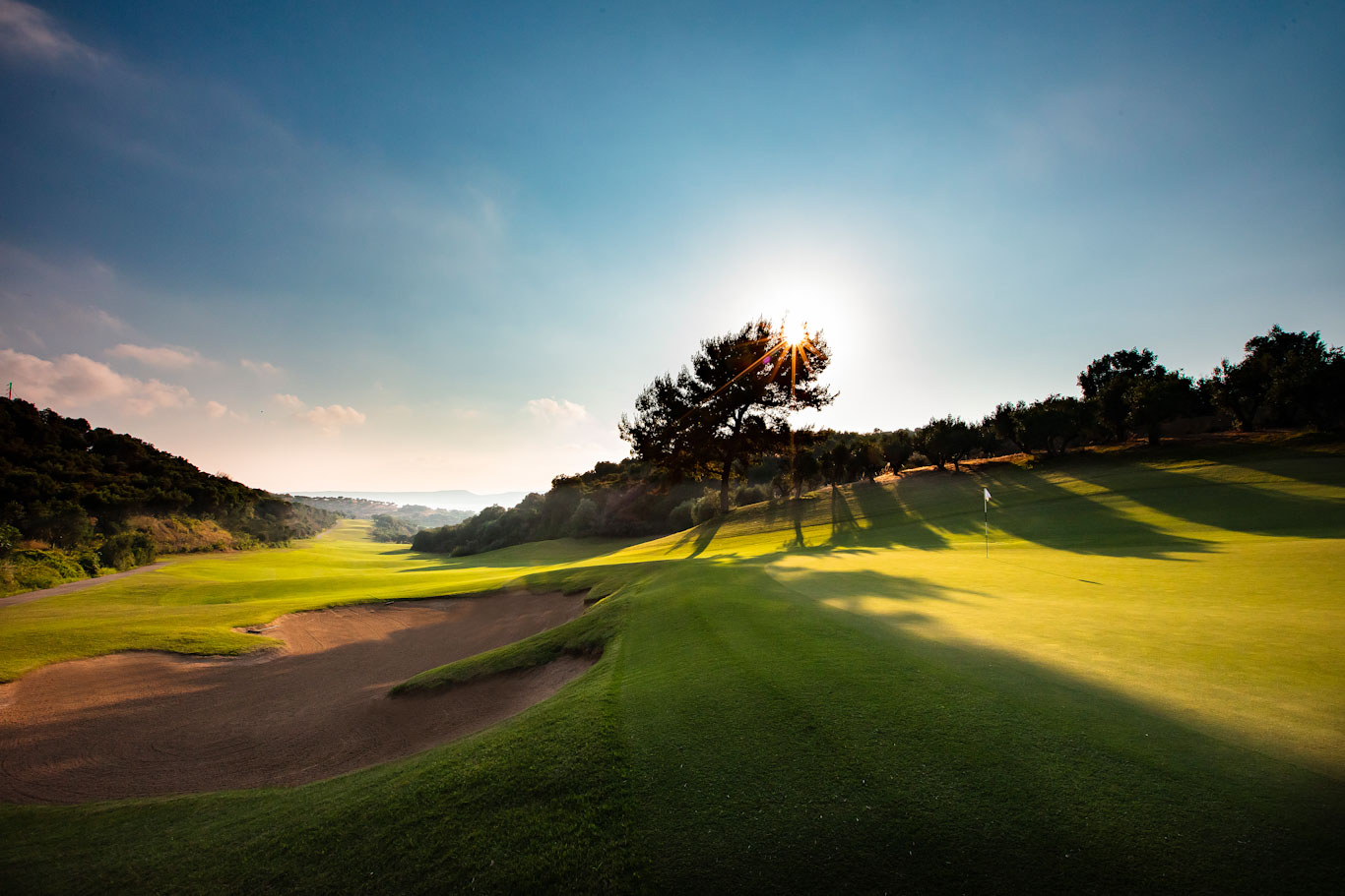 The elevated green on the 12th at Costa Navarino Bay course, Greece