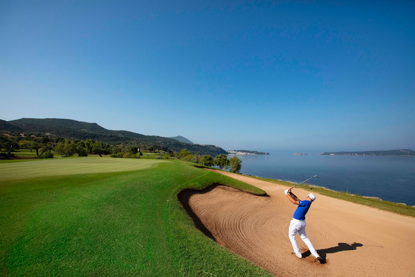Shot from the bunker on The Bay Course, Costa Navarino, Greece