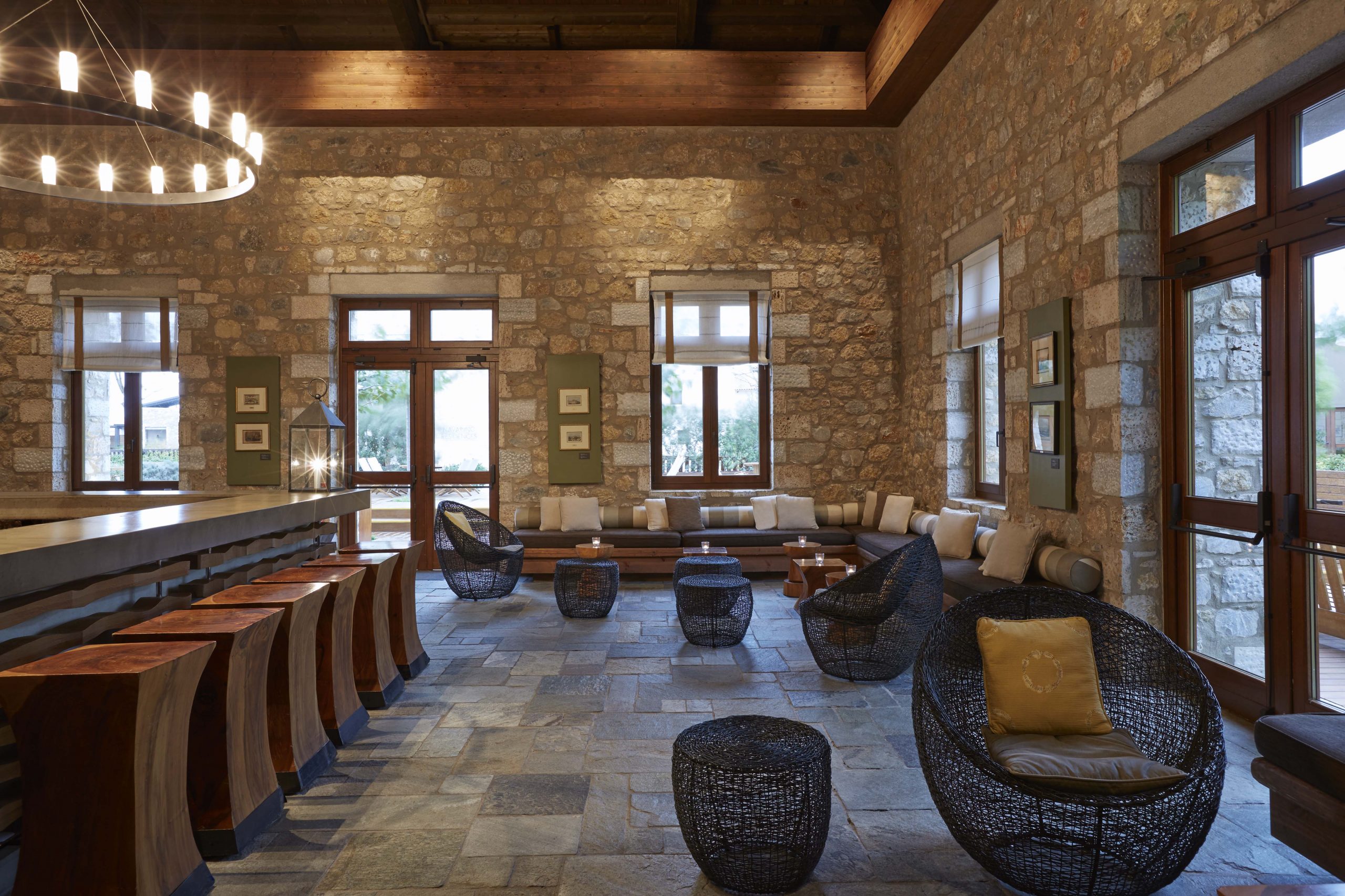 Enjoy drinks in one of the many bars at Costa Navarino Resort, Greece