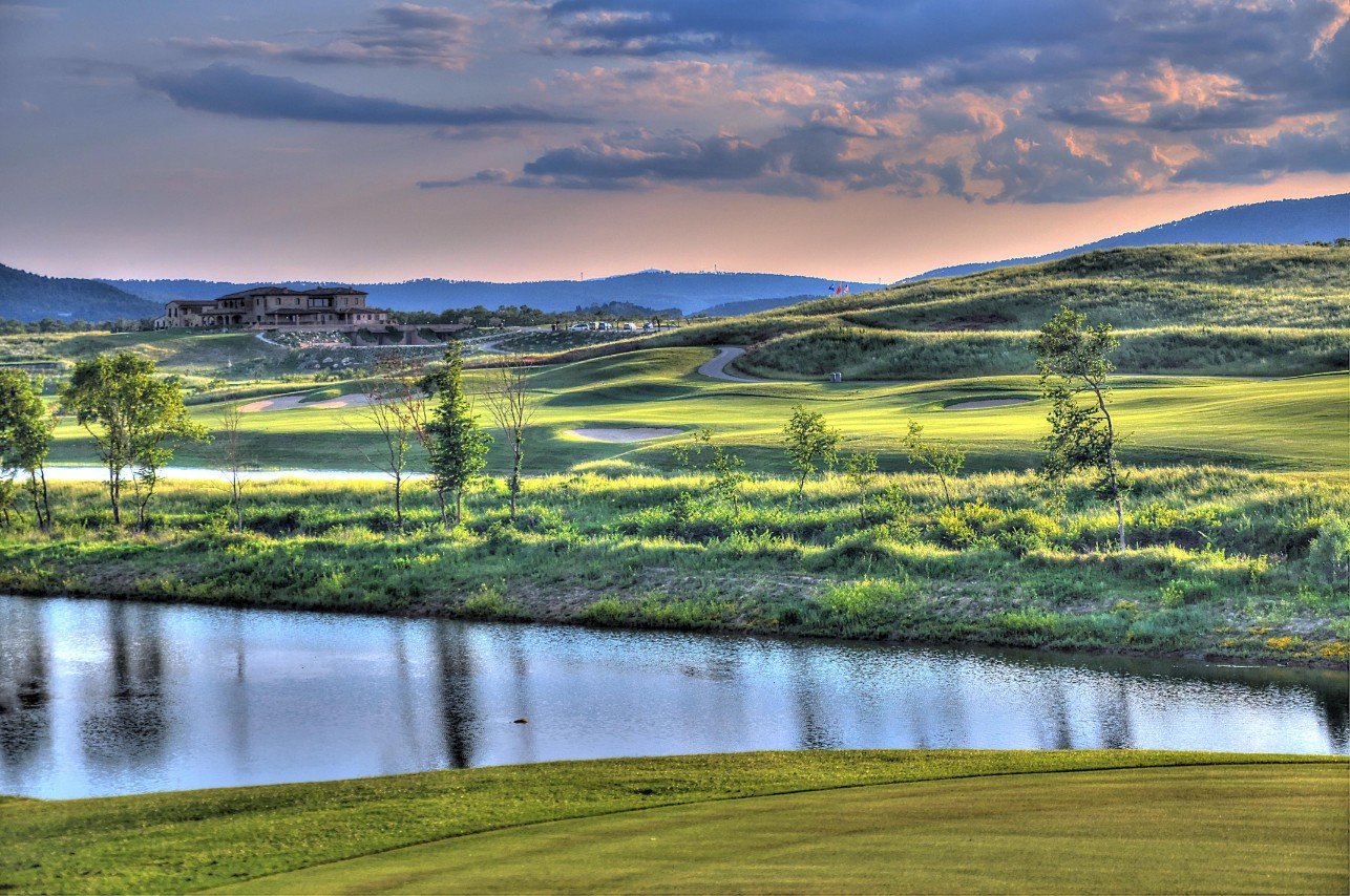 Sunset over La Bagnaia Golf course, Siena, Tuscany