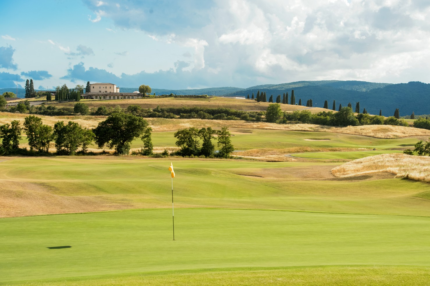 The La Bagnaia Golf course surrounds the hotel at Siena, Tuscany, Italy