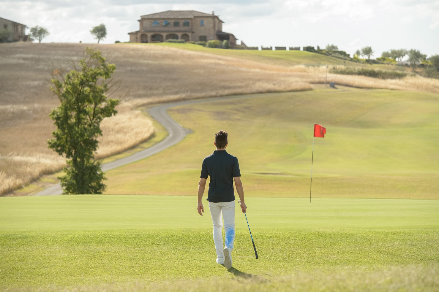 Ready for the final putt on La Bagnaia Golf course, Siena, Tuscany, Italy