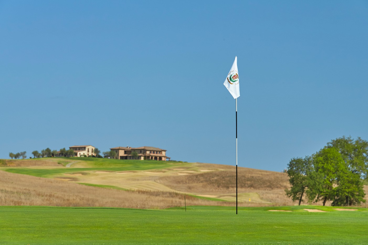 On the green at La Bagnaia Golf course, Siena, Tuscany, Italy